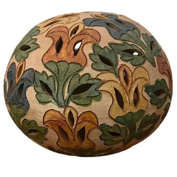 Other - Terra Cotta Pottery Candle Dome w/ Floral Detail